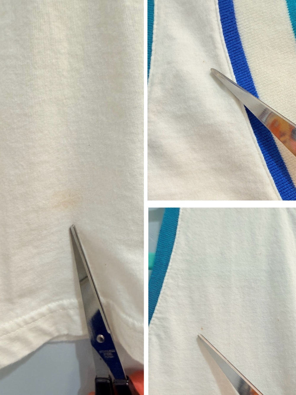 Vintage 90s Lizsport Liz Claiborne V-Neck Cotton Vest Tank Top White Blue Medium - Picture 11 of 12